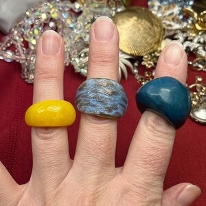3 Statement Rings size 7